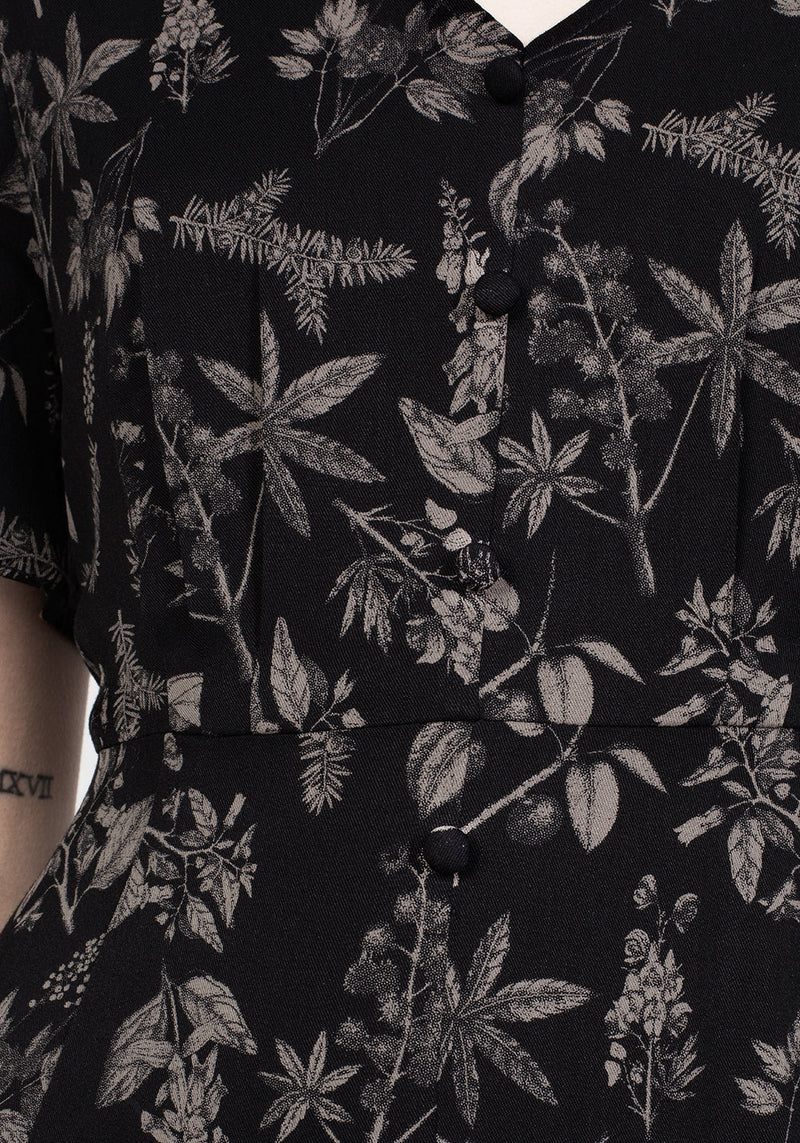 Poisonous Pflanzen Kurz Ärmel Midi Kleid