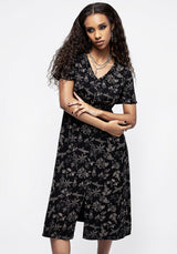 Poisonous Pflanzen Kurz Ärmel Midi Kleid