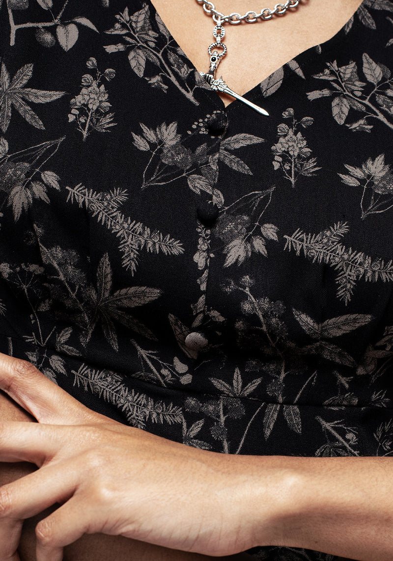 Poisonous Pflanzen Kurz Ärmel Midi Kleid