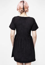 Medea Knopf Jacquard Blumenmuster Mini Kleid