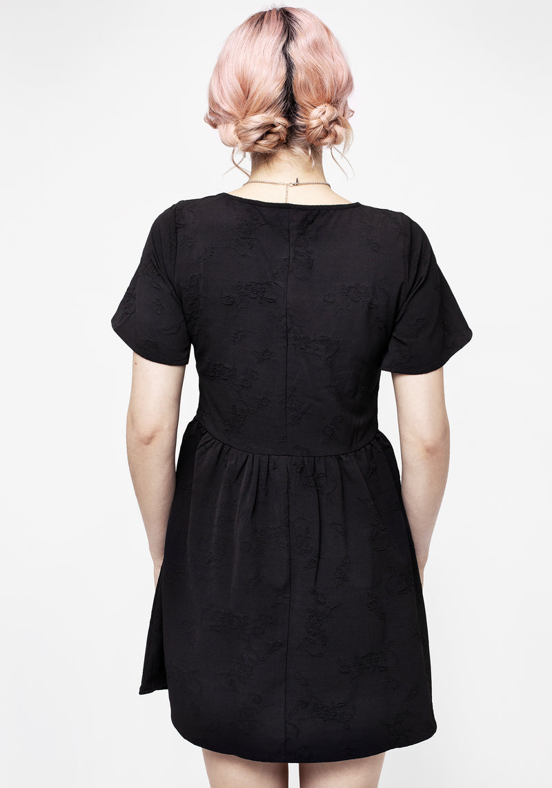 Medea Knopf Jacquard Blumenmuster Mini Kleid