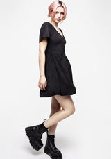 Medea Knopf Jacquard Blumenmuster Mini Kleid