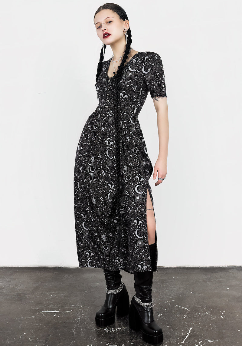 Stellaluna V Hals Knopf Kurz Ärmel Midaxi-Kleid Kleid