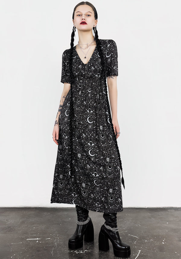 Stellaluna V Hals Knopf Kurz Ärmel Midaxi-Kleid Kleid