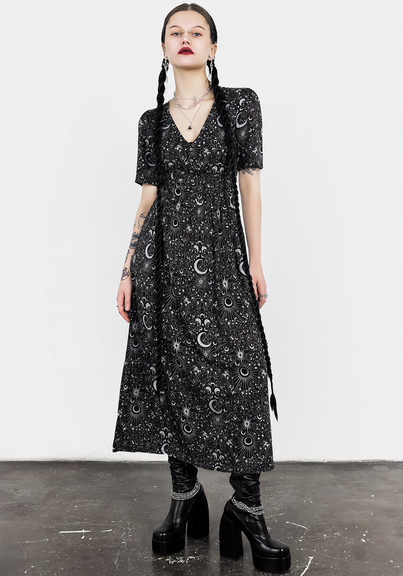 Stellaluna V Hals Knopf Kurz Ärmel Midaxi-Kleid Kleid