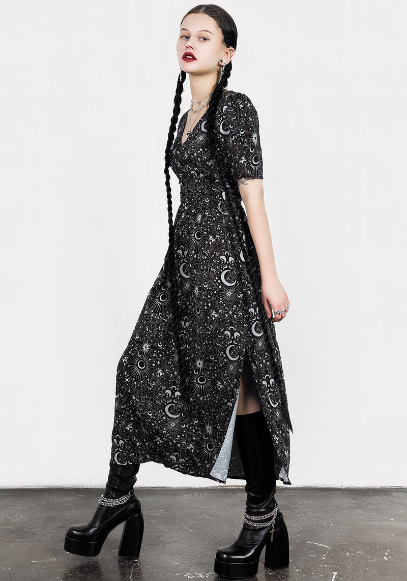 Stellaluna V Hals Knopf Kurz Ärmel Midaxi-Kleid Kleid