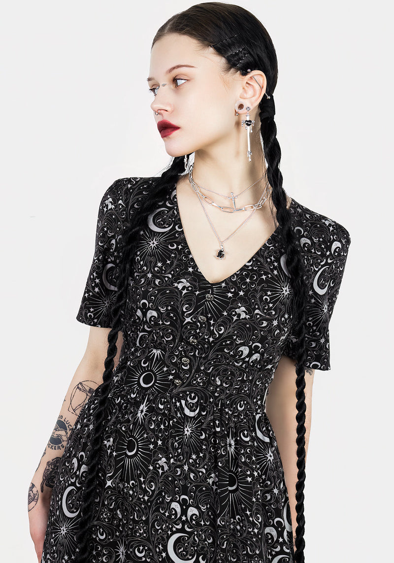 Stellaluna V Hals Knopf Kurz Ärmel Midaxi-Kleid Kleid