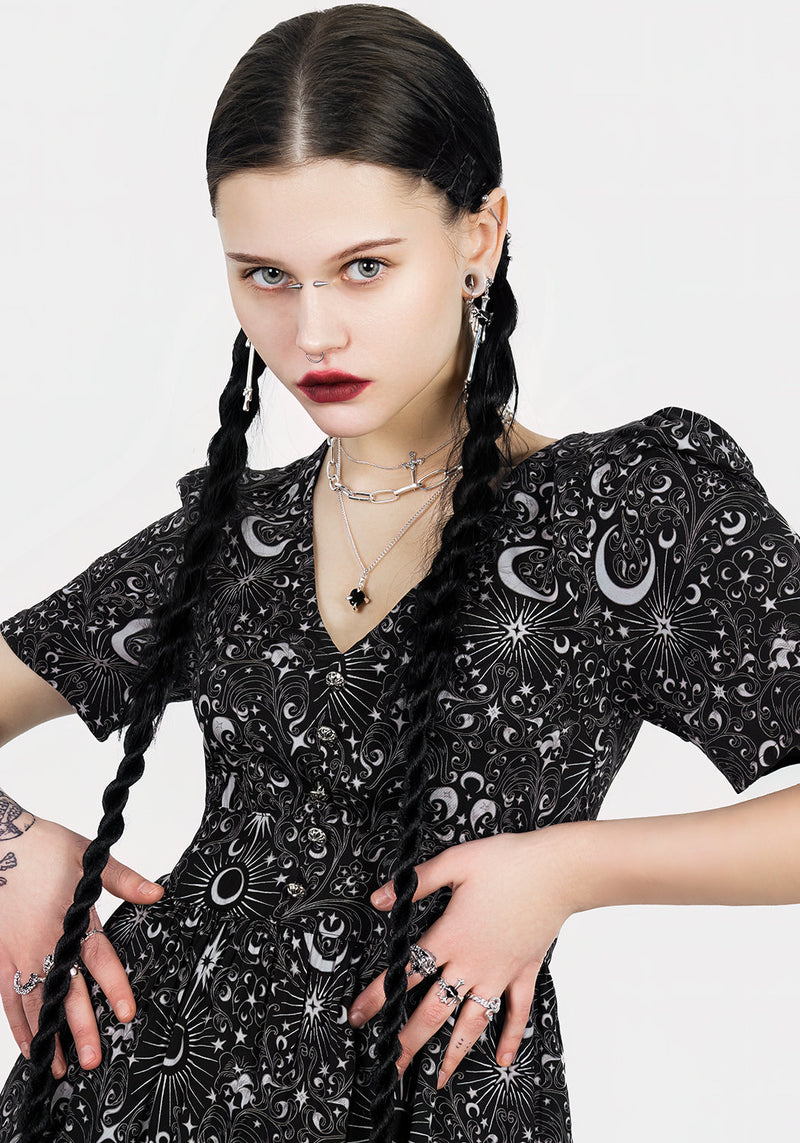 Stellaluna V Hals Knopf Kurz Ärmel Midaxi-Kleid Kleid