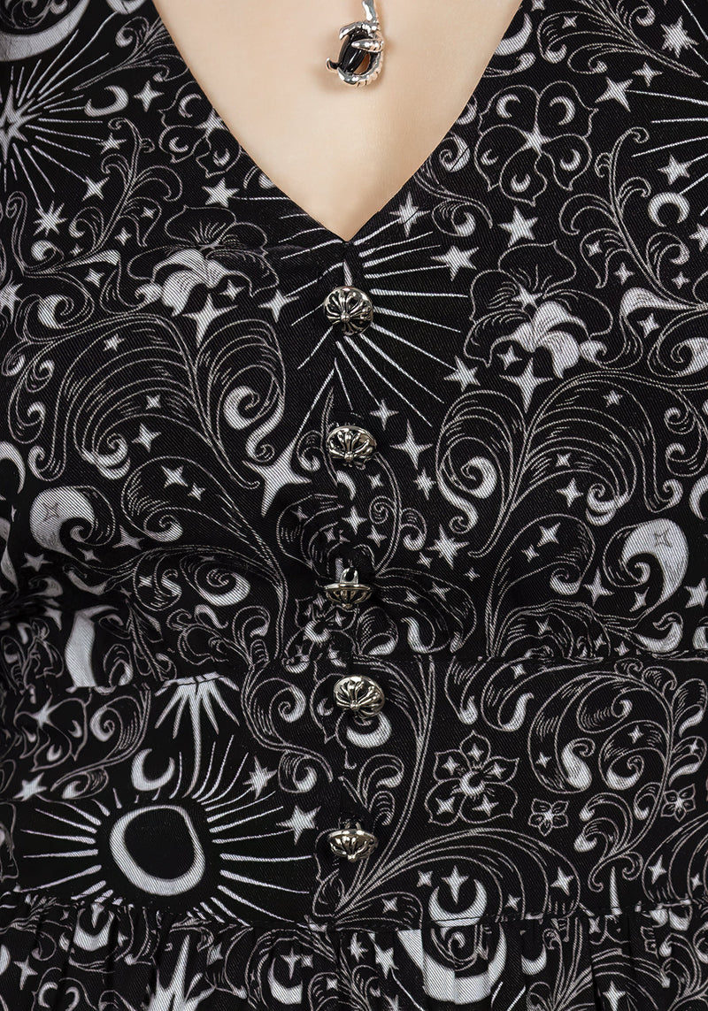 Stellaluna V Hals Knopf Kurz Ärmel Midaxi-Kleid Kleid