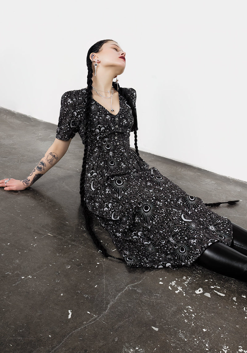 Stellaluna V Hals Knopf Kurz Ärmel Midaxi-Kleid Kleid