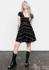 Distortion Kurz Ärmel Mini Skater Kleid