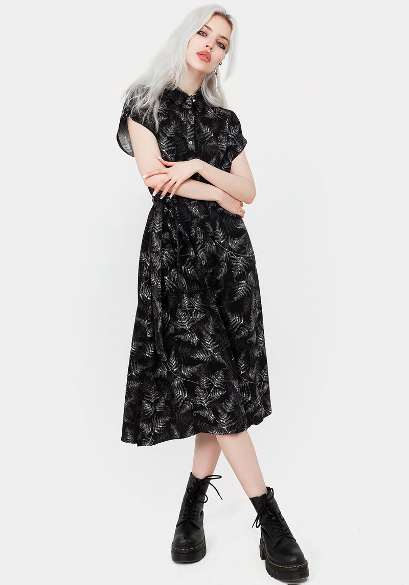Bracken Krawatte Taille Midi Hemd Kleid