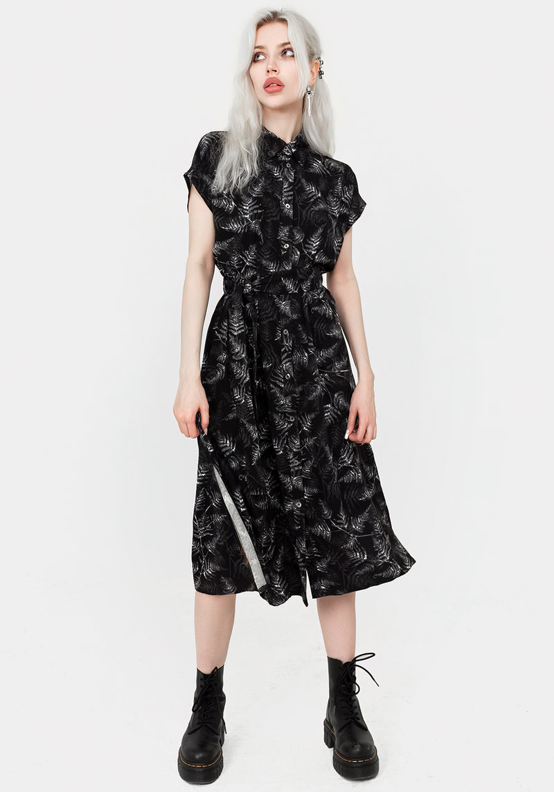 Bracken Krawatte Taille Midi Hemd Kleid