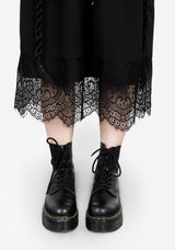 Mortuary Spitze Knopf Hoch Midi Kleid