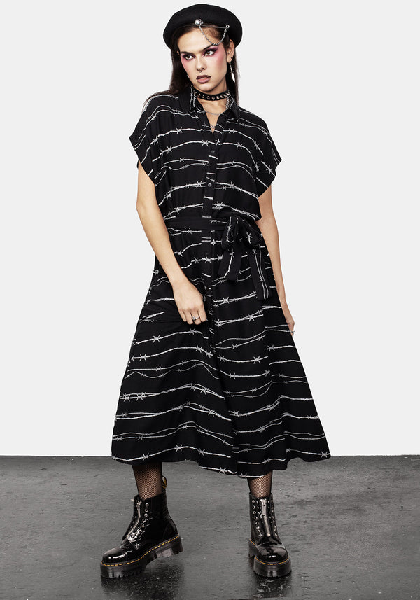 Barbed Midi Hemd Kleid