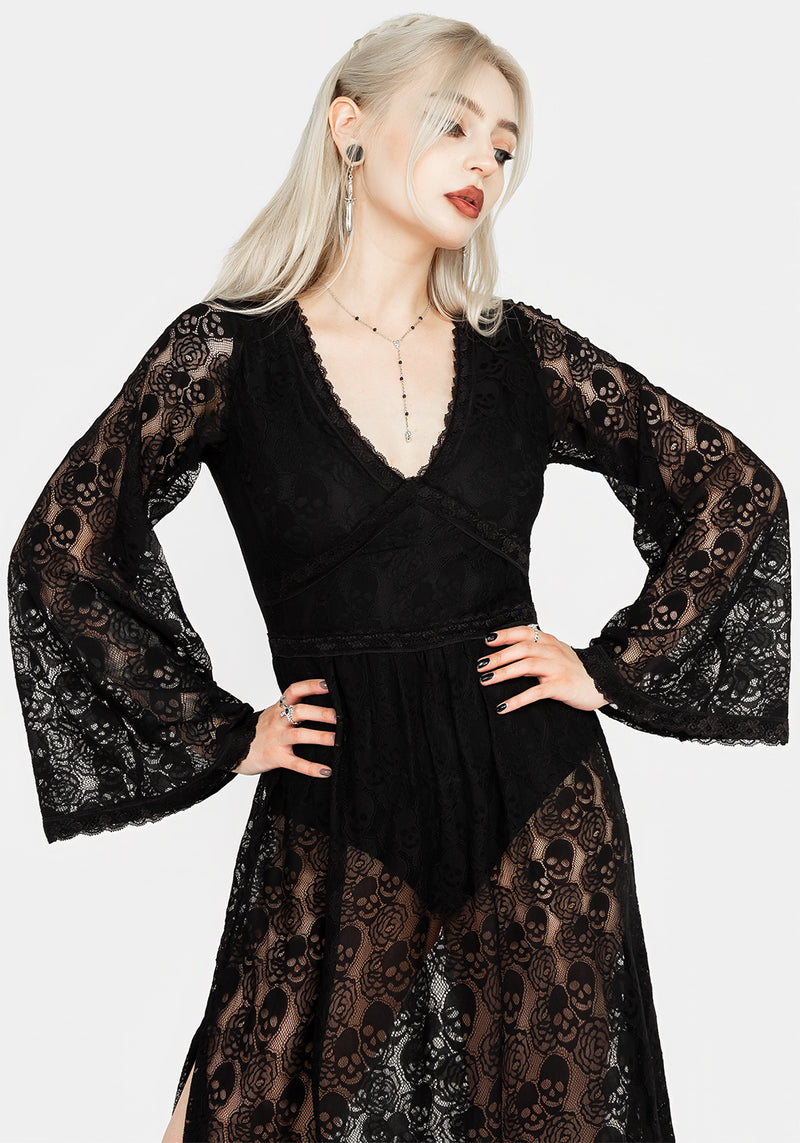 Morella Transparent Schädel Spitze Body Midaxi-Kleid Kleid