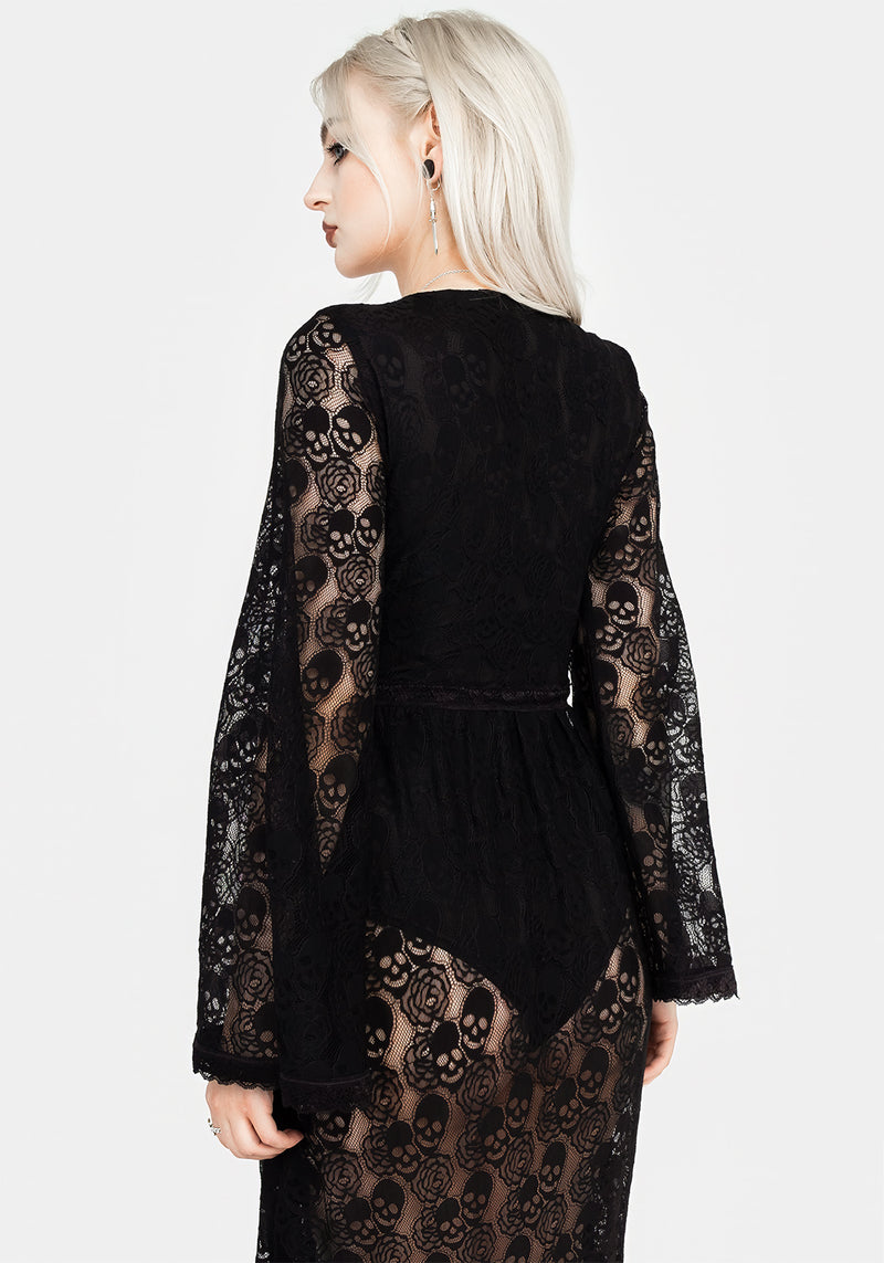 Morella Transparent Schädel Spitze Body Midaxi-Kleid Kleid