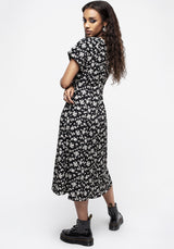 Demeter Druck V-Ausschnitt Knopf Runter Midi Kleid