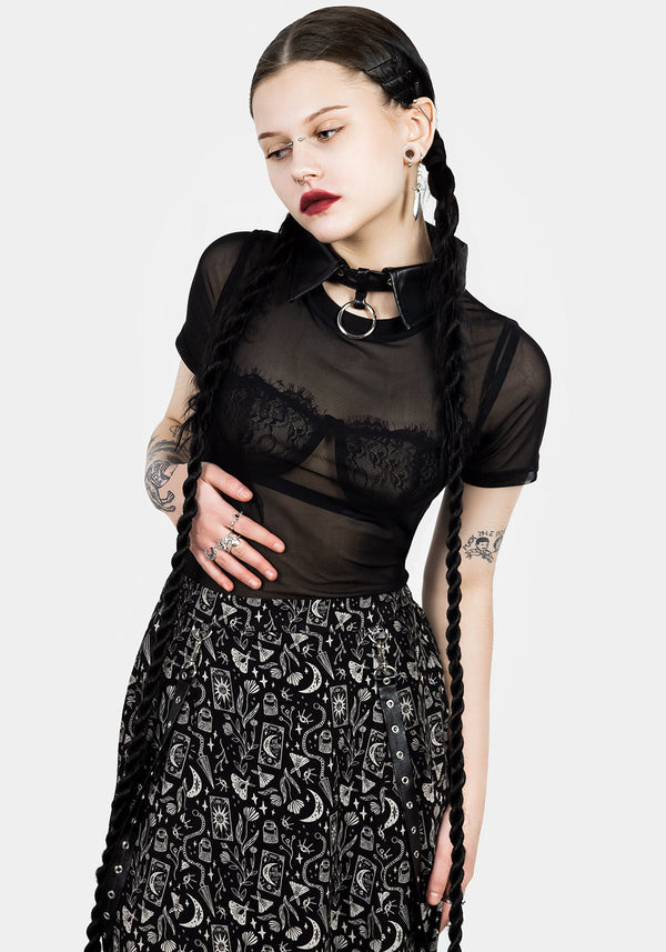 Lita Mesh Detachable Kragen Kurz Top