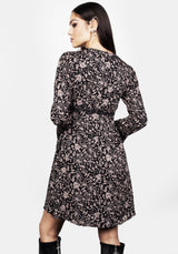 Mycophile Mushroom Print Mini Ruffle Dress