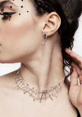 Vicious Silver Plated Safety Pin Stud Earrings With Chain