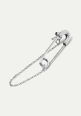 Vicious Silver Plated Safety Pin Stud Earrings With Chain