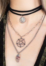 Triune 3 Gelagert Halskette Pentagramm Und Kristall