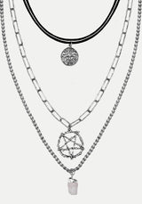 Triune 3 Gelagert Halskette Pentagramm Und Kristall