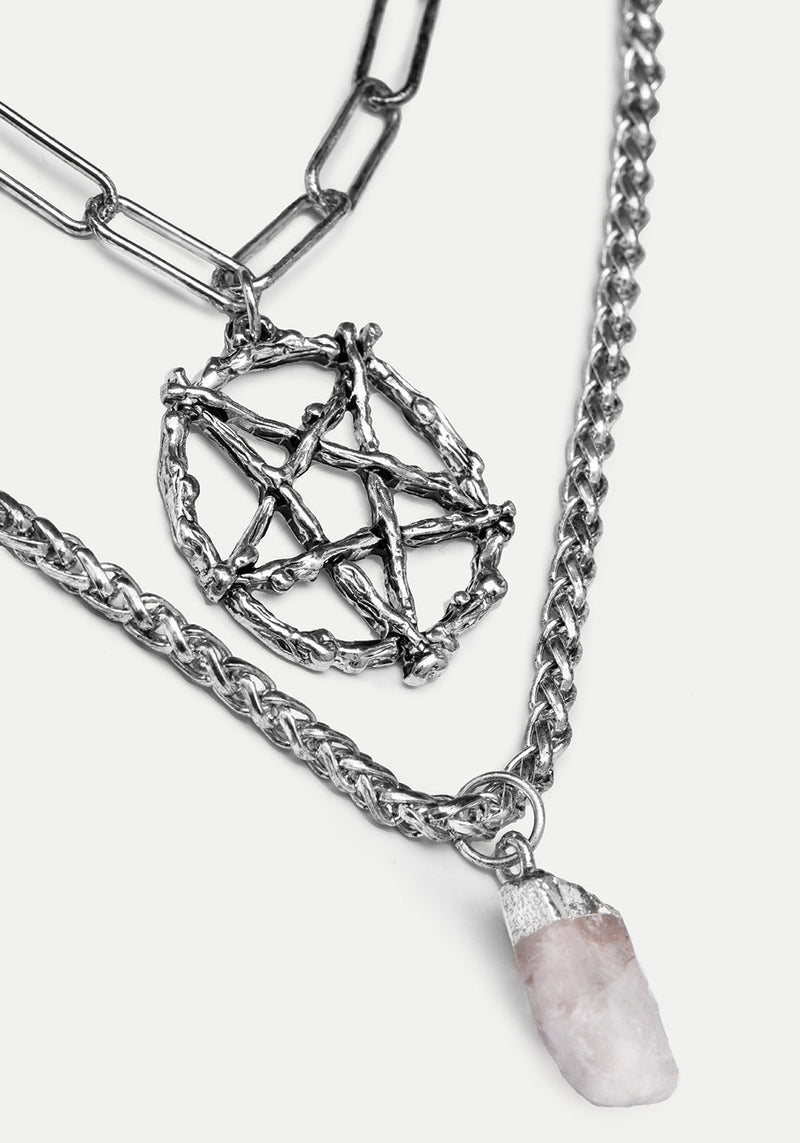 Triune 3 Gelagert Halskette Pentagramm Und Kristall