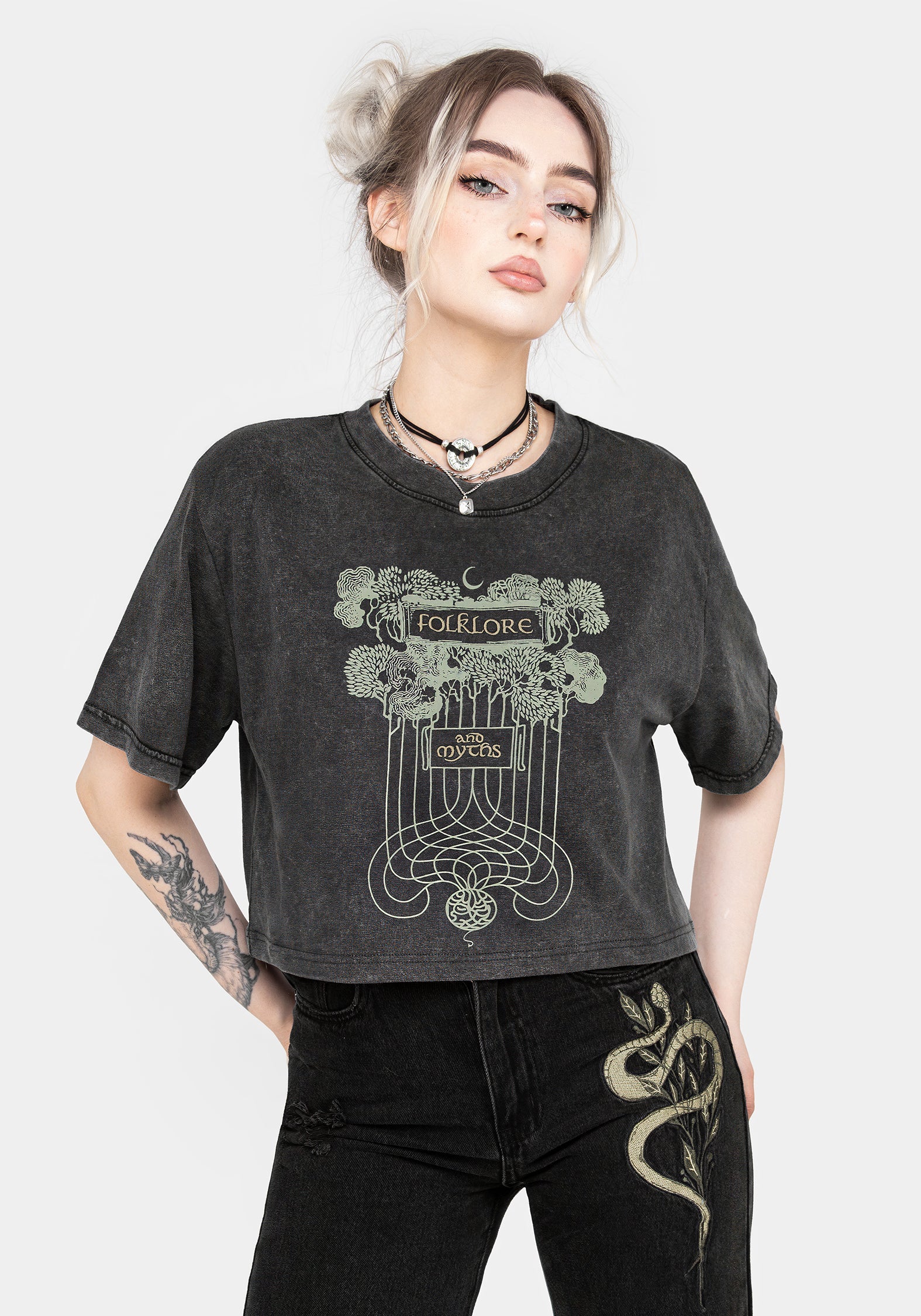 Folklore Kastenförmig Kurz T-Shirt