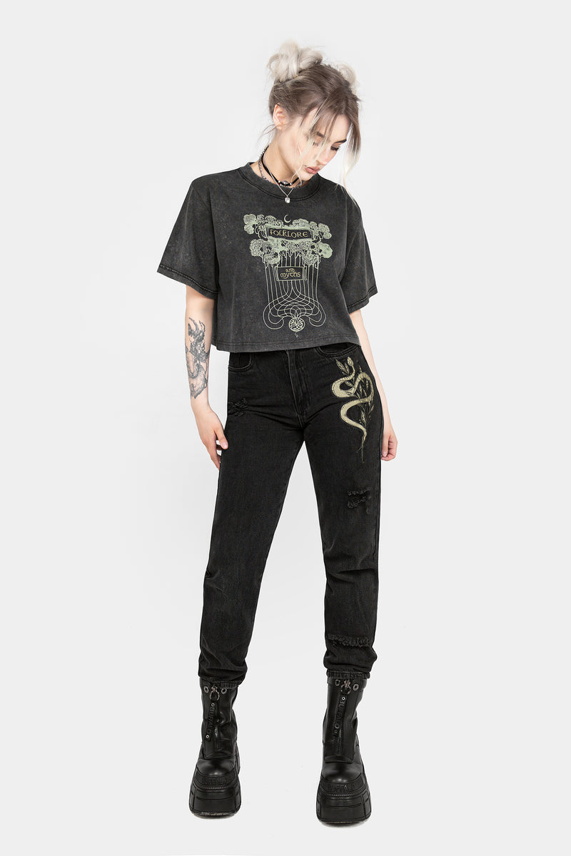 Folklore Kastenförmig Kurz T-Shirt