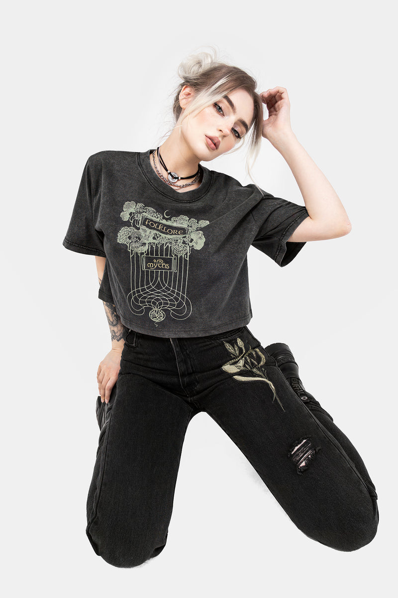 Folklore Kastenförmig Kurz T-Shirt