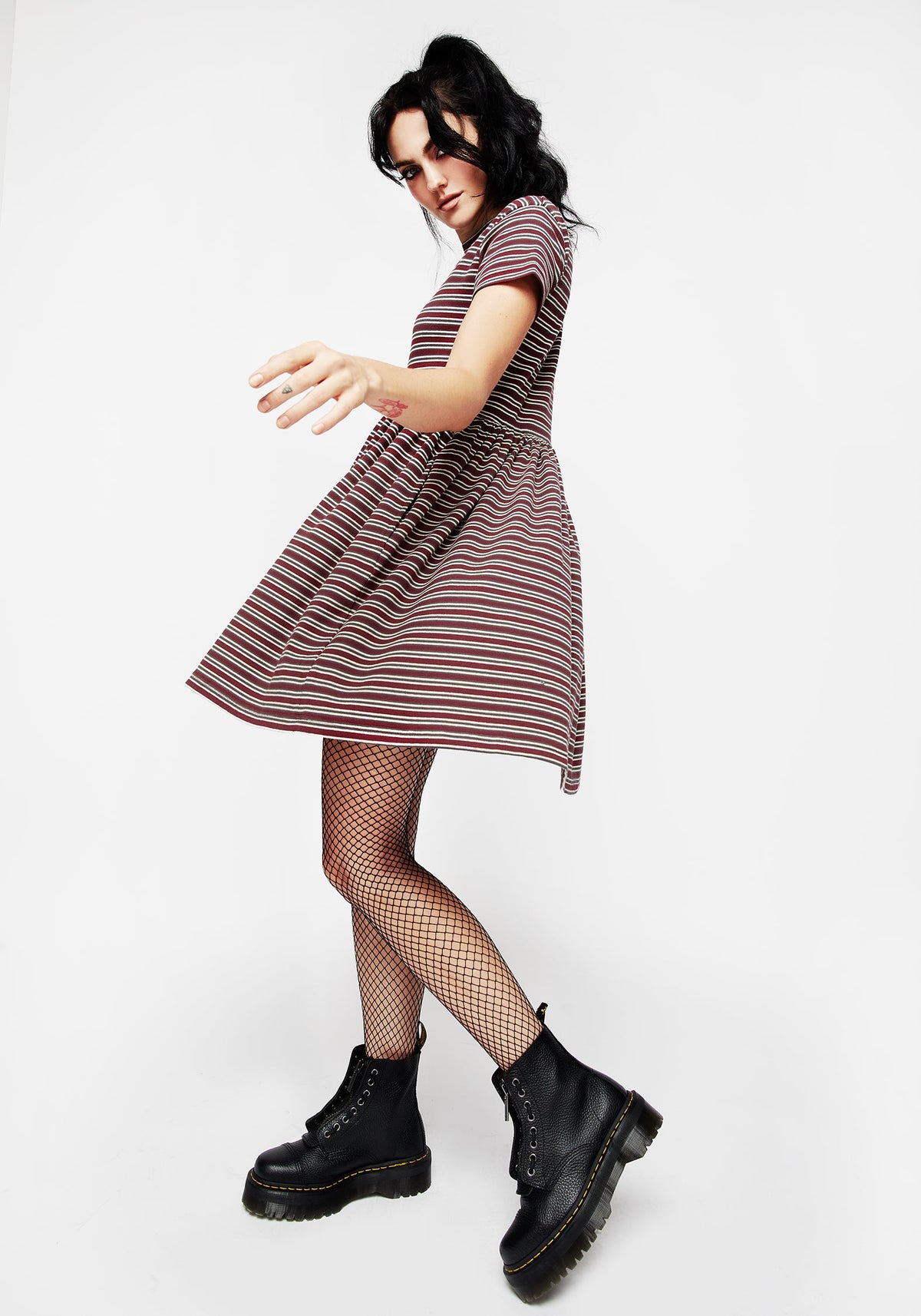 Calliophis Gestreift Mini Rüsche Kleid