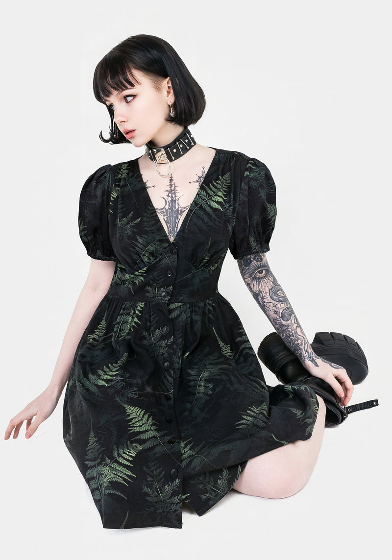 Fernery Knopf Hoch Korsett Mini Kleid