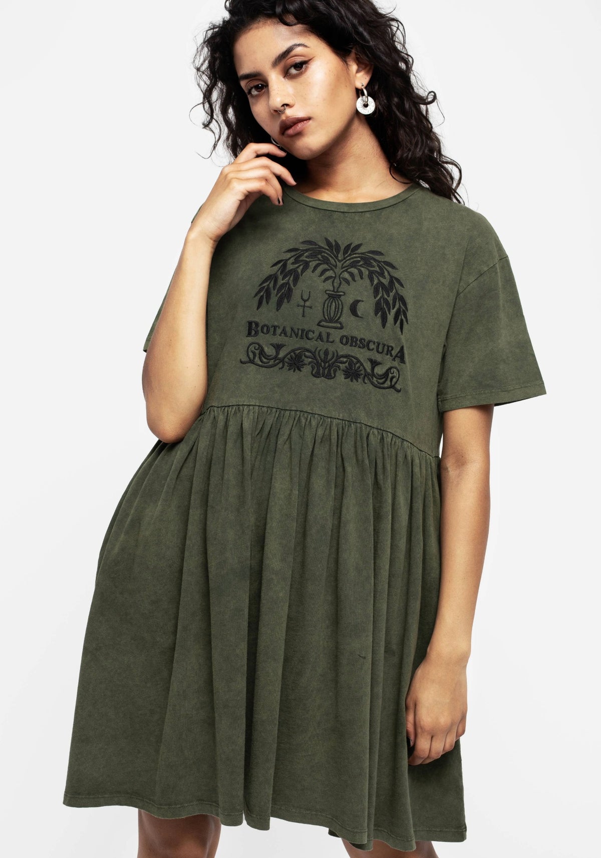 Obscura Grafik Druck Mini Skater Kleid