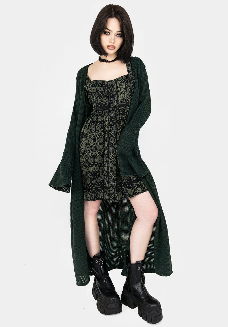 Fianna Knopf Vorderseite Mini Kleid