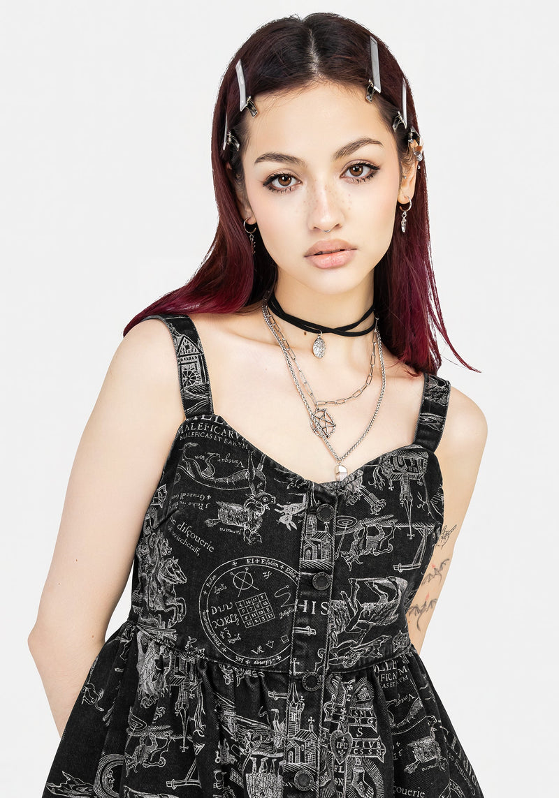 Heresy Button Up Mini Apron Dress