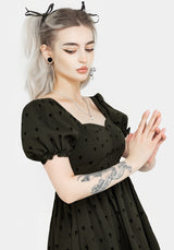 Chanterelle Velours Puffärmel Ärmel Mini Kleid