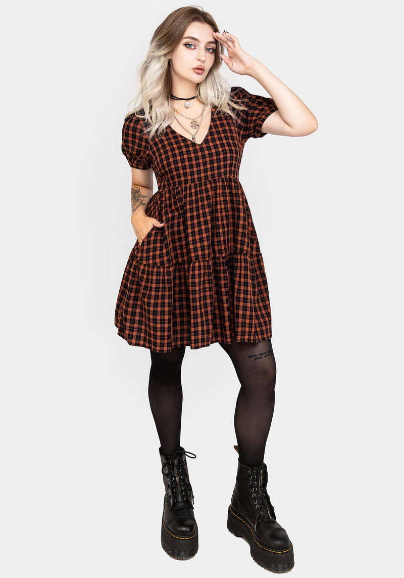 Disturbia | Terra Check Mini Smock Dress - Orange | Dresses Disturbia | Terra Check Mini Smock Dress - Orange | Dresses