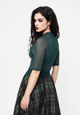 Jinx Mesh Kurz Ärmel Top - Grün