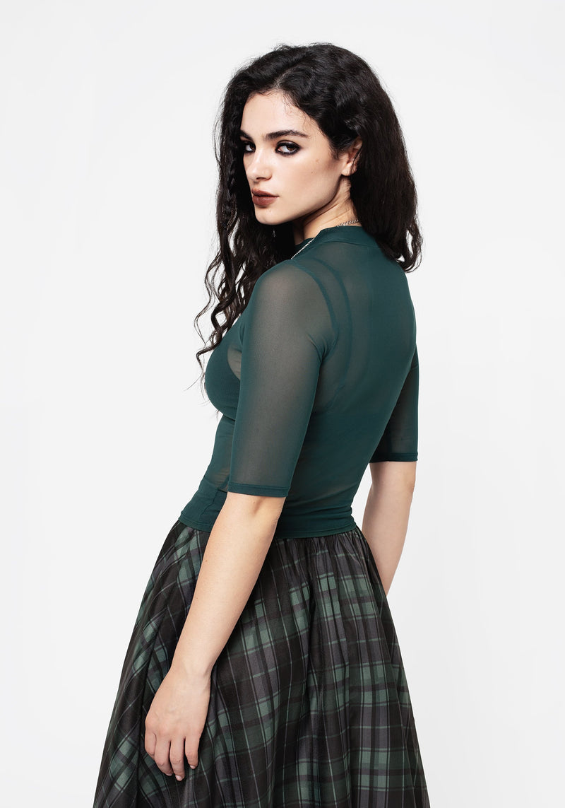 Jinx Mesh Kurz Ärmel Top - Grün