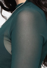 Jinx Mesh Kurz Ärmel Top - Grün