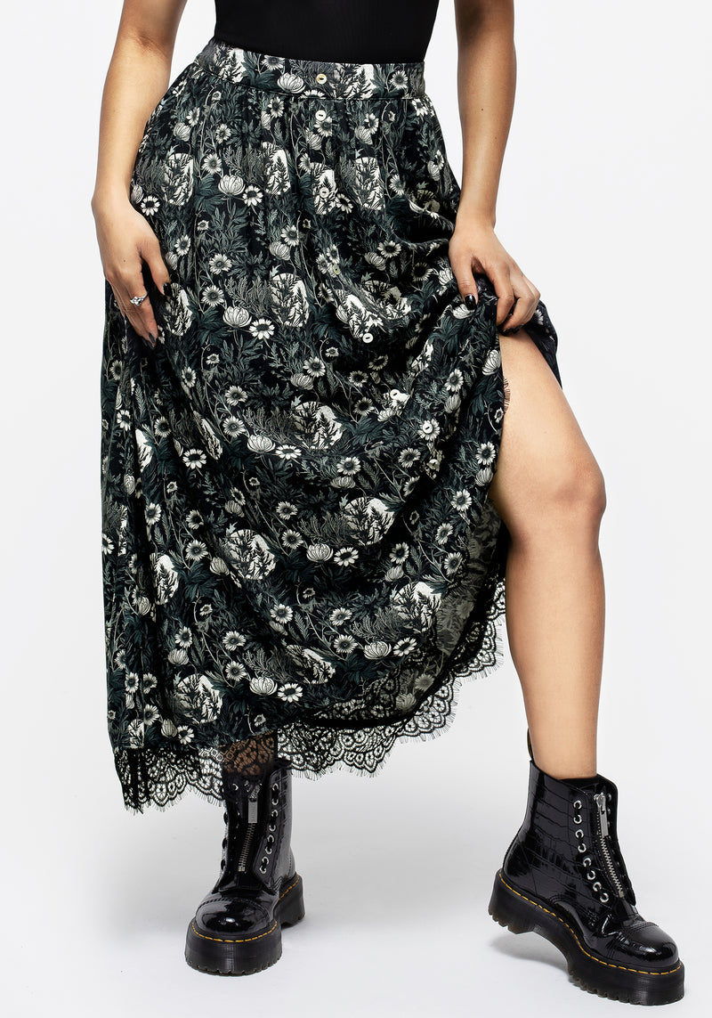 Nightbloom Knopf Vorderseite Midaxi-Kleid Rock