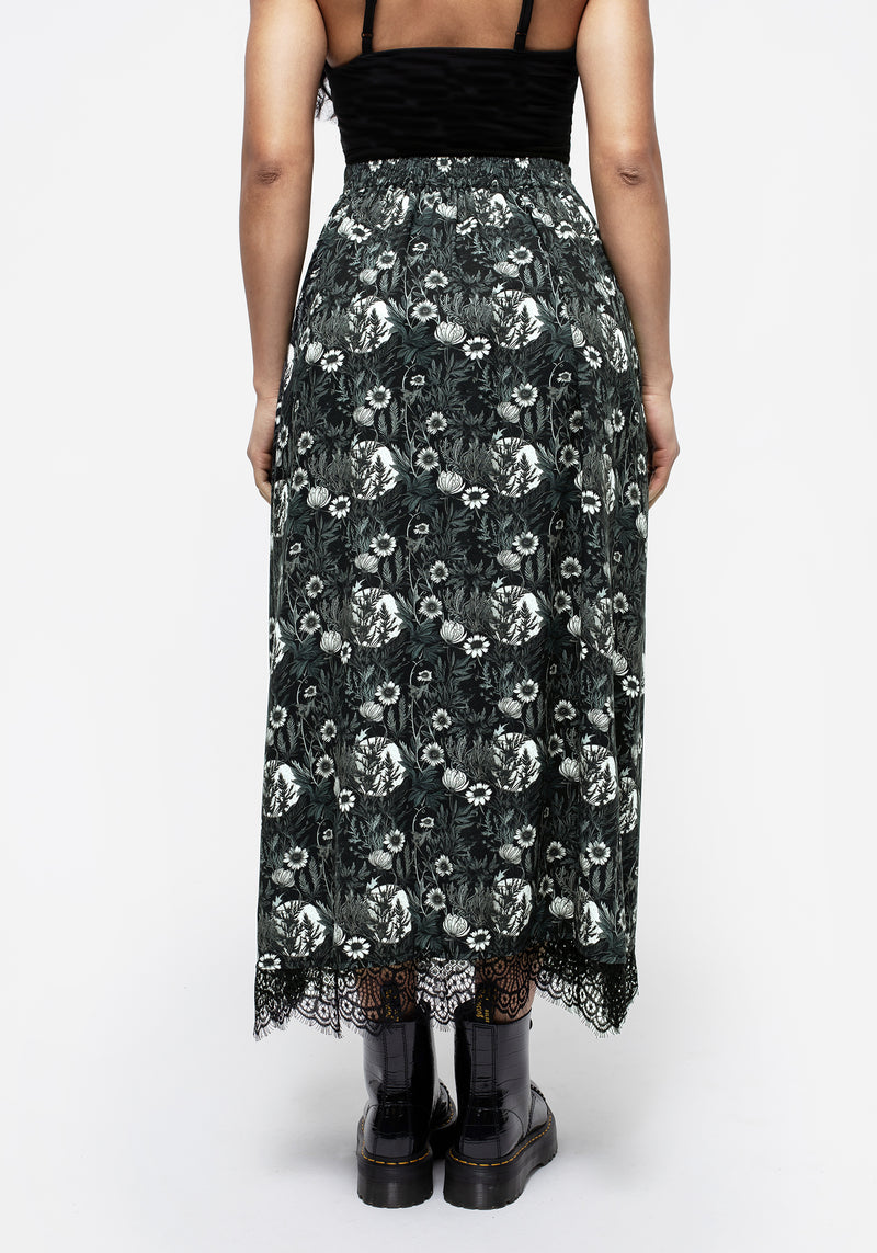 Nightbloom Knopf Vorderseite Midaxi-Kleid Rock