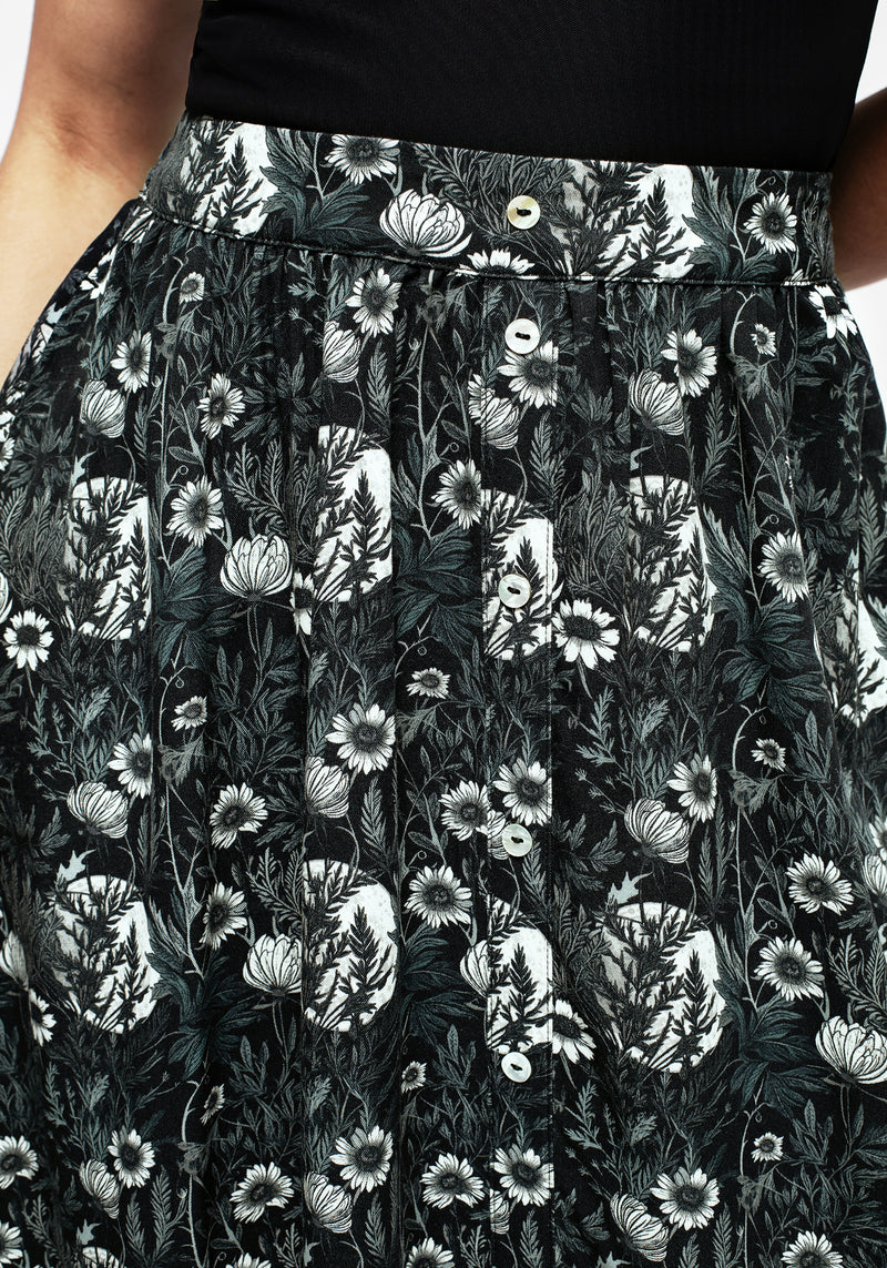 Nightbloom Knopf Vorderseite Midaxi-Kleid Rock