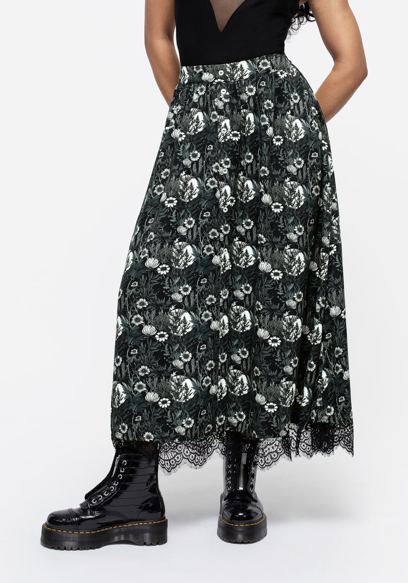 Nightbloom Knopf Vorderseite Midaxi-Kleid Rock