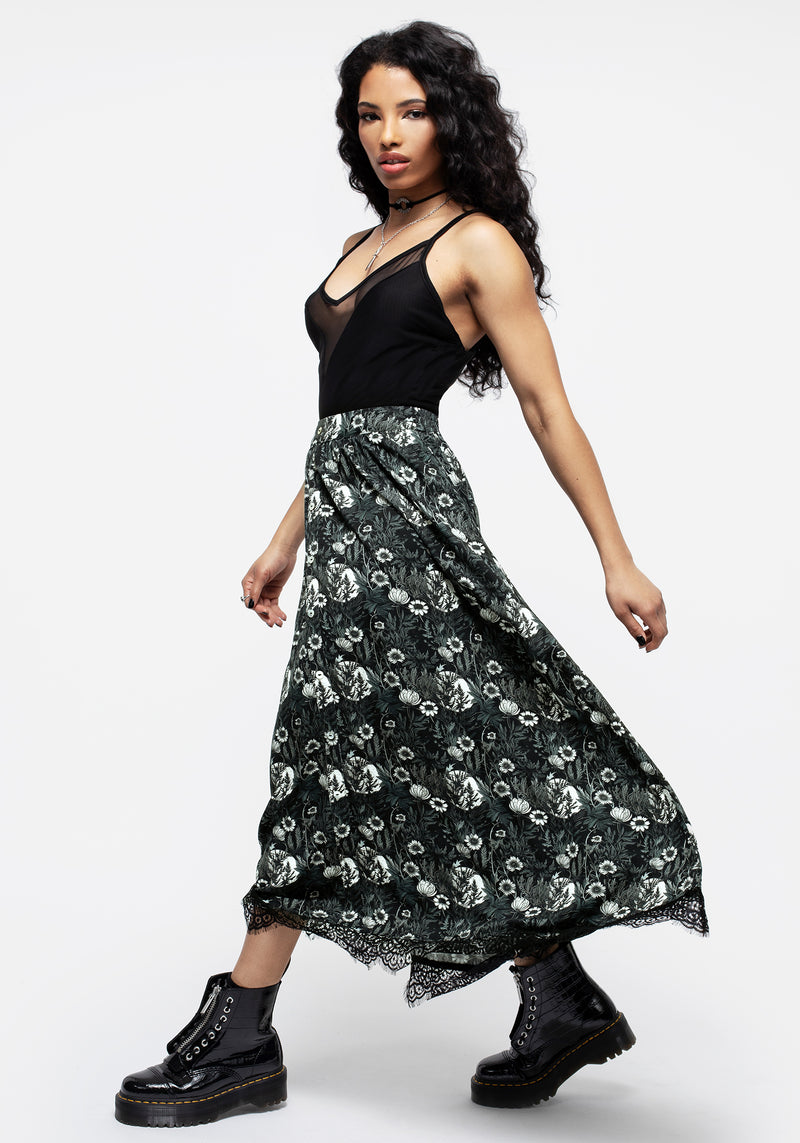 Nightbloom Knopf Vorderseite Midaxi-Kleid Rock