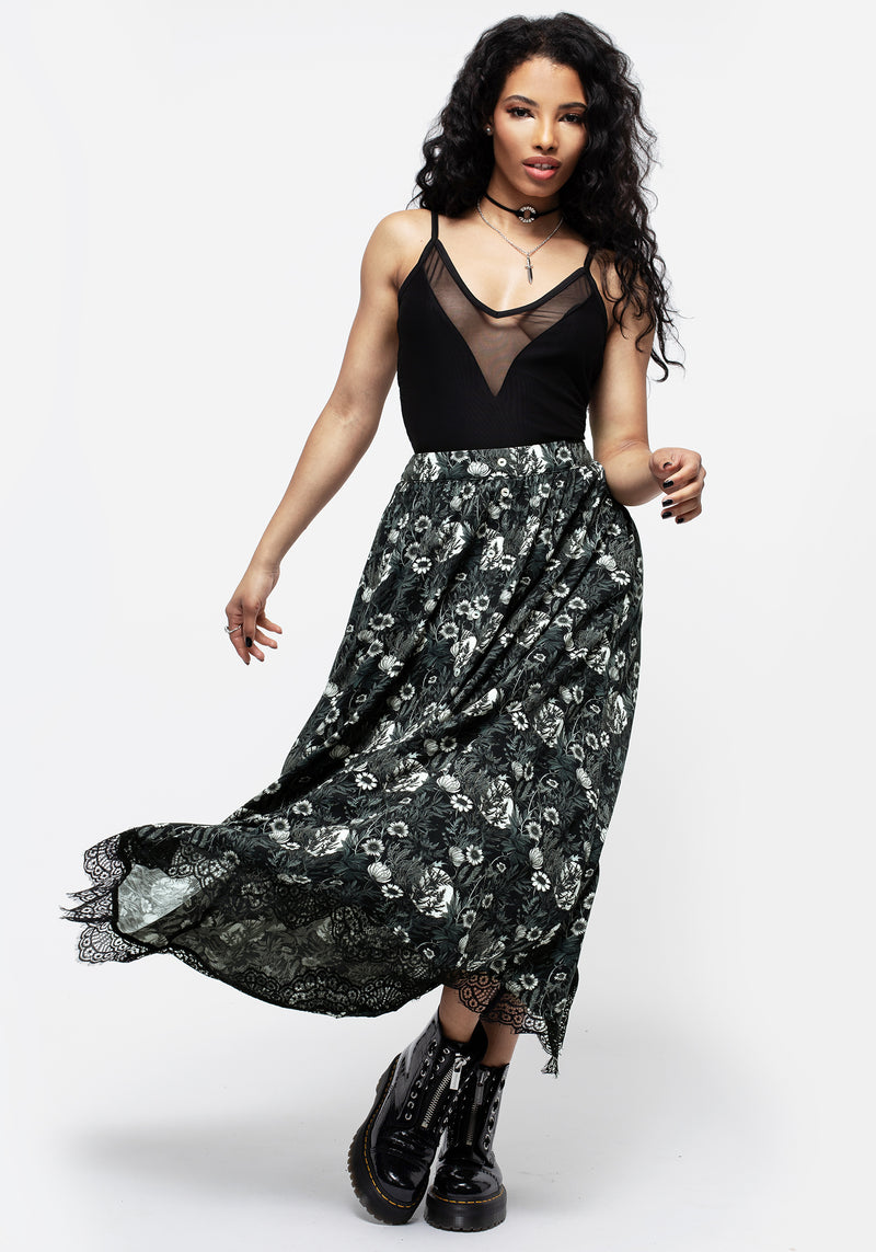 Nightbloom Knopf Vorderseite Midaxi-Kleid Rock
