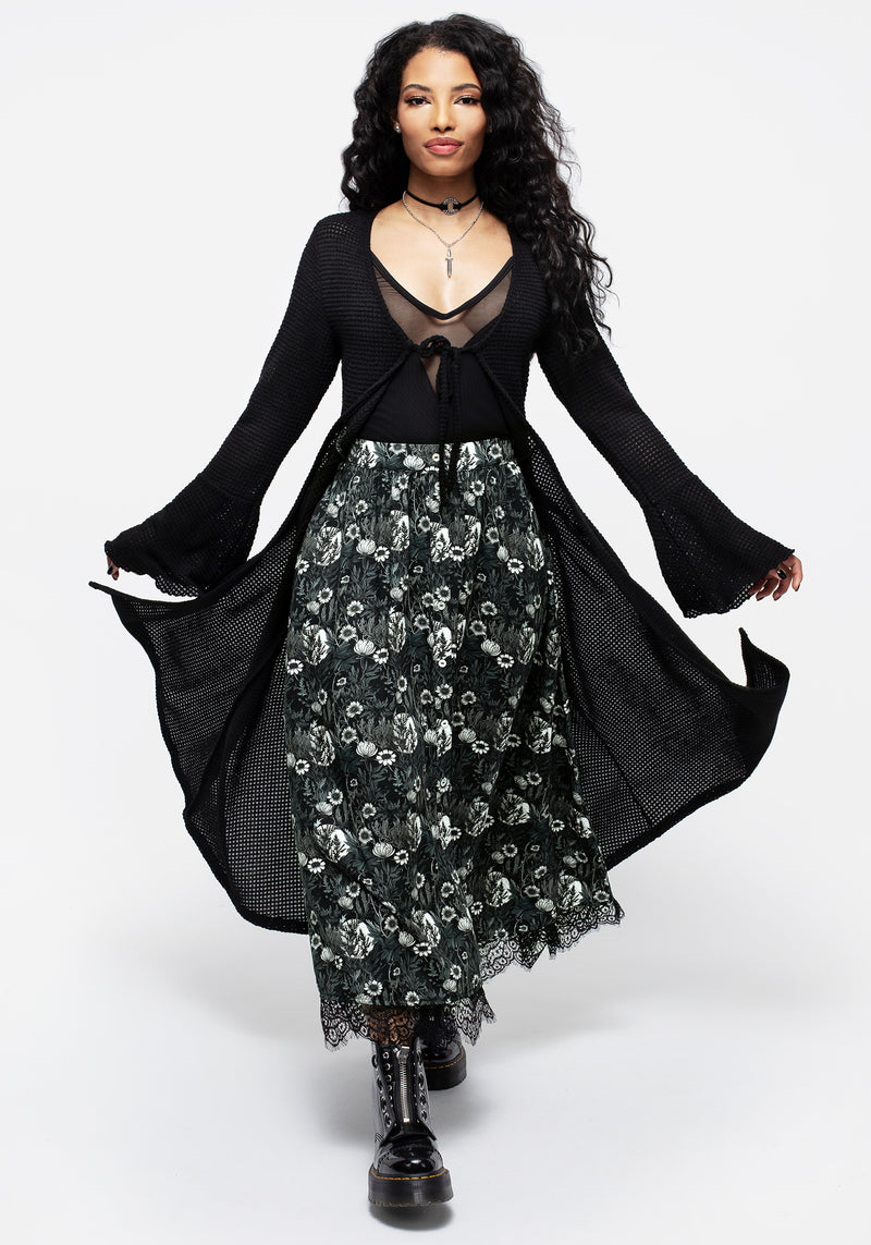 Nightbloom Knopf Vorderseite Midaxi-Kleid Rock