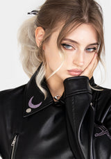 Sigil Bestickt Kunst- Leder Jacke
